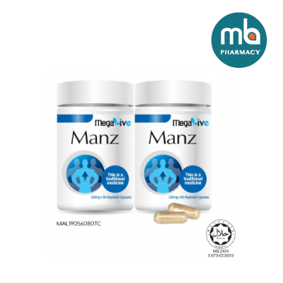 MEGALIVE MANZ VEGETABLE CAPSULES 520MG 60'S X2