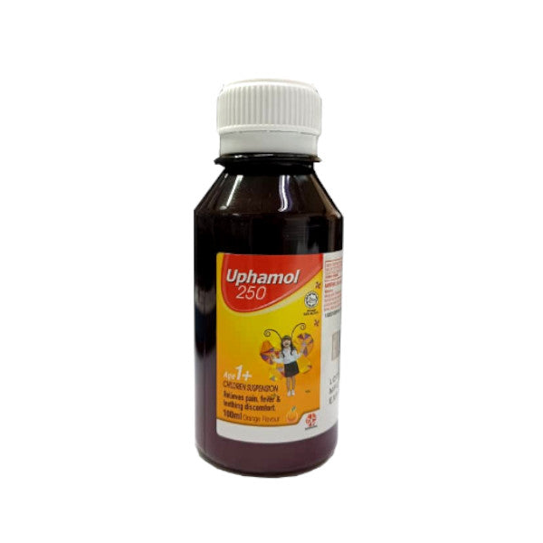 UPHAMOL CHILDREN SUSPENSION 250MG/5ML 100ML ORANGE FLAVOUR